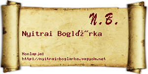 Nyitrai Boglárka névjegykártya